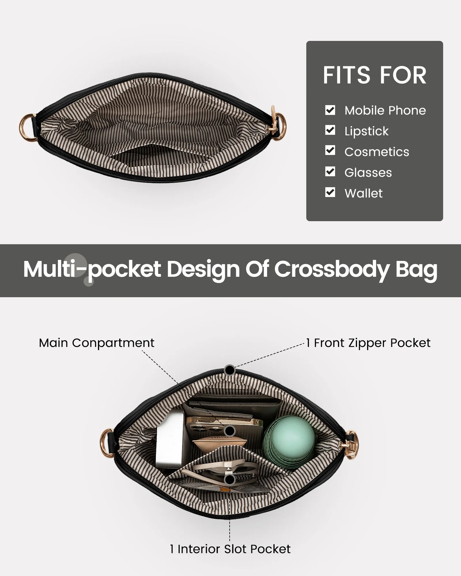 Lovevook Multipurpose 3-Piece Black Travel Set for Weekend & Overnight Trips