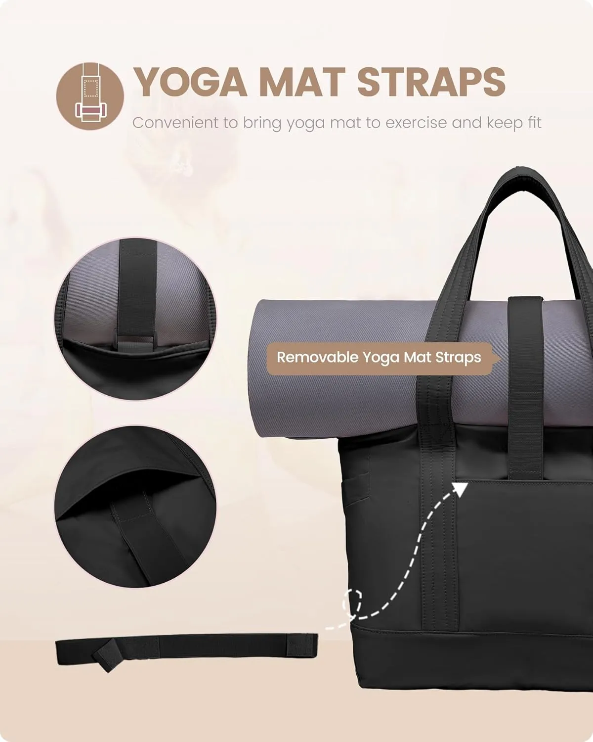 LOVEVOOK Tote Bag for Women,Lightweight Gym Tote Bag with Zipper,Work Tote with Laptop Pocket,Nurse Dance Yoga Bag for Travel