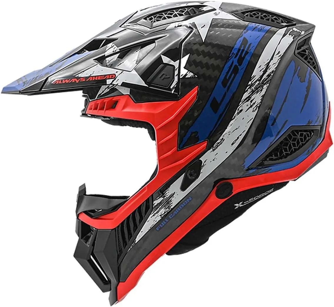 LS2 Helmets X-Force Carbon MX Off Road Helmet (USA Gloss Red/White/Blue - Large)
