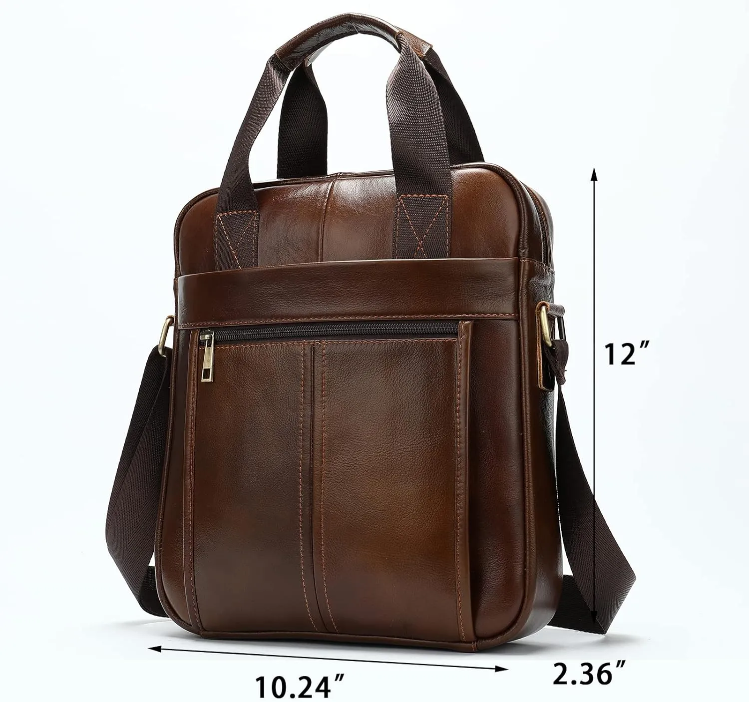 LUKZIJAES Genuine Leather Shoulder Messenger Bag for Men Adjustable Shoulders Sling Crossbody Bags