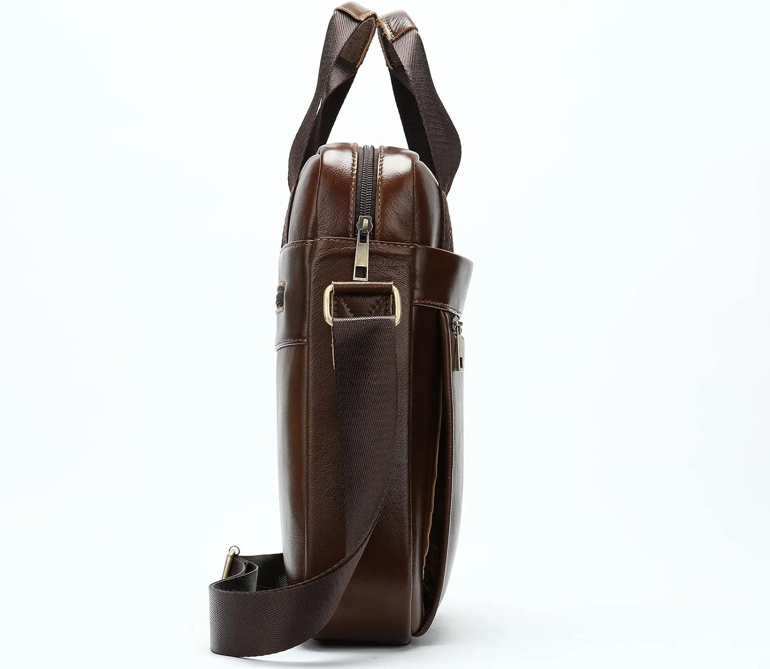 LUKZIJAES Genuine Leather Shoulder Messenger Bag for Men Adjustable Shoulders Sling Crossbody Bags