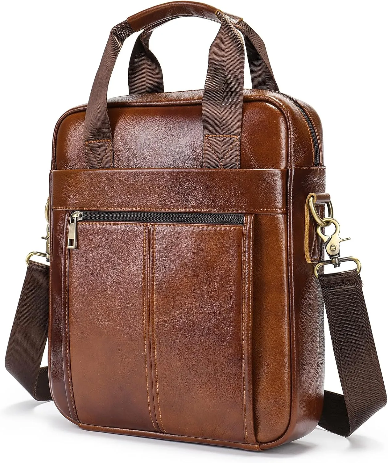 LUKZIJAES Genuine Leather Shoulder Messenger Bag for Men Adjustable Shoulders Sling Crossbody Bags