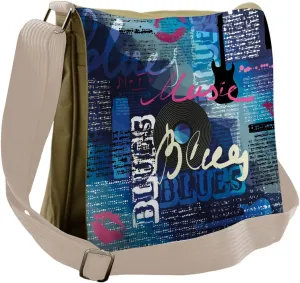 Lunarable Old Newspaper Messenger Bag, Blues Genre Elements, Unisex Cross-body