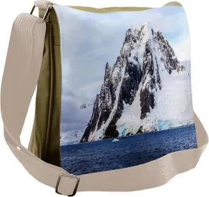 Lunarable Wilderness Messenger Bag, Stone Cliff Snow and Sea, Unisex Cross-body
