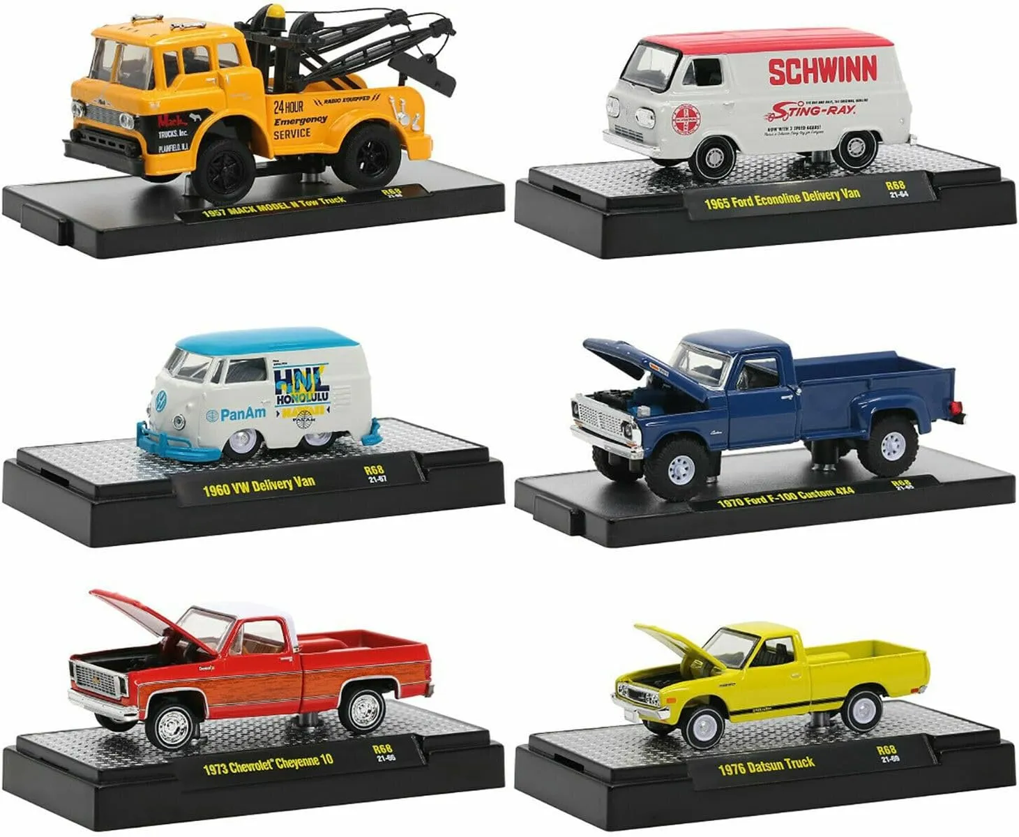 M2 Auto Trucks 6 Piece Set Release 68 in Display Cases Limited Edition to 8400 Pieces Worldwide 1/64 Diecast Model Cars Machines 32500-68
