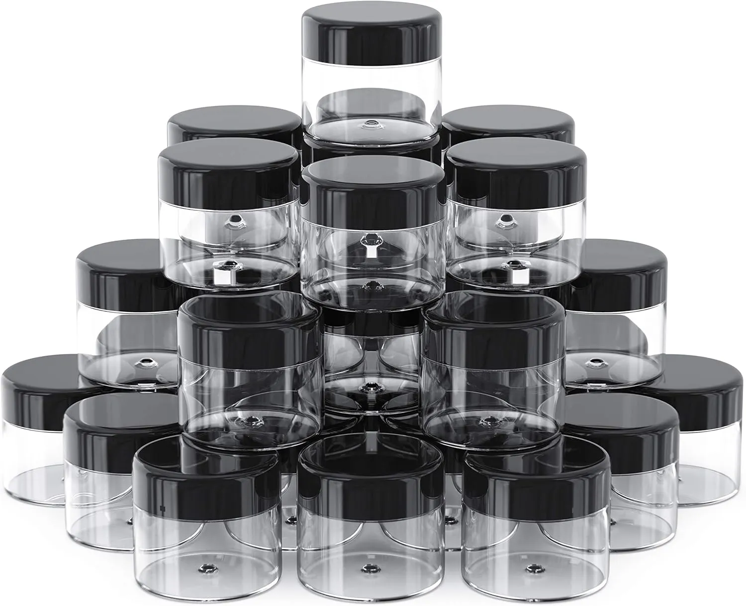 MABUA 60 pieces 1oz containers with lids Plastic Container Jar, Refillable Cosmetic Sample 1 oz clear containers with lids, Small Plastic 30g 30ml Ounce Slime, Acrylic, Body Butter, Cream, Lotion