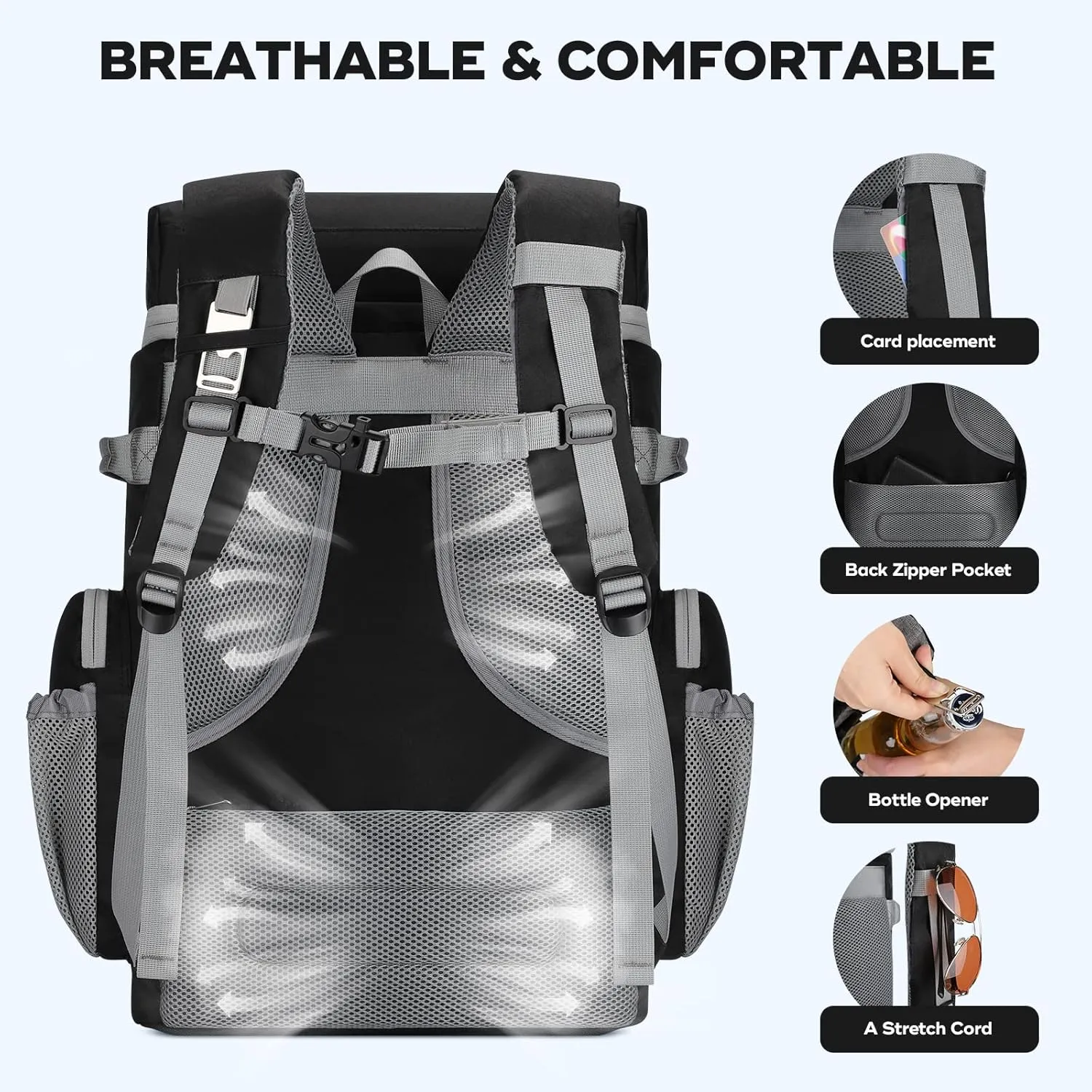 Maelstrom Cooler Backpack,50 Can Insulated Soft Backpack Cooler,Portable Lightweight Leakproof Cooler Bag,Large Capacity Beach Cooler,Waterproof Lunch Backpack for Men Women