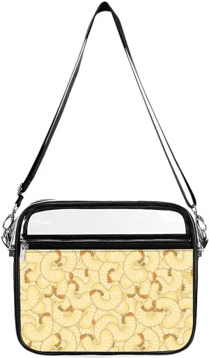 Maggot Beetle Larva Large Crossbody Bag Clear Stadium Bag Anti-Theft Side Shoulder Bags Messenger Bag with 2 Compartments