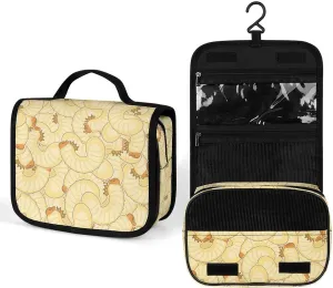 Maggot Beetle Larva Travel Toiletry Bag Full Print Wash Makeup Bag Portable Cosmetic Organizer with Hook Handbag, 22.5x18.5cm, style, 202402239
