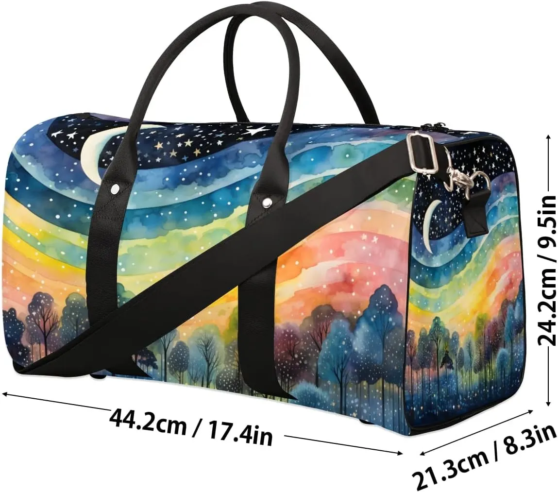 Magic Forest Painting Travel Duffel Bag for Women Men Waterproof Foldable Overnight Weekender Bag Large Capacity Sports Gym Bag