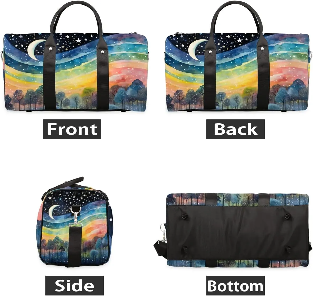 Magic Forest Painting Travel Duffel Bag for Women Men Waterproof Foldable Overnight Weekender Bag Large Capacity Sports Gym Bag