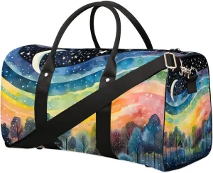 Magic Forest Painting Travel Duffel Bag for Women Men Waterproof Foldable Overnight Weekender Bag Large Capacity Sports Gym Bag