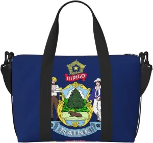 Maine State Flag Duffel Bags for Traveling - Lightweight Personal Item Travel Bags for Women, Gym Bags for Men