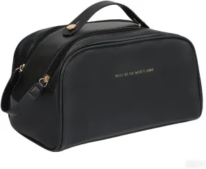 Makeup Bag for Women with 2 Zipper, Large Capacity Travel Toiletry Bag, PU Leather Cosmetic Bag