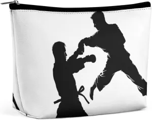 Makeup Bag Large Capacity Travel Makeup Bag PU Leather Cosmetic Bag for Women Kickboxing Toiletry Bag Portable Zipper Makeup Organizer