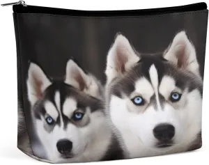 Makeup Bag Portable Cosmetic Bag Husky Dog Toiletry Bag Makeup Organizer Case Large Capacity Zipper Pouch Travel Toiletry Pouch for Women Men