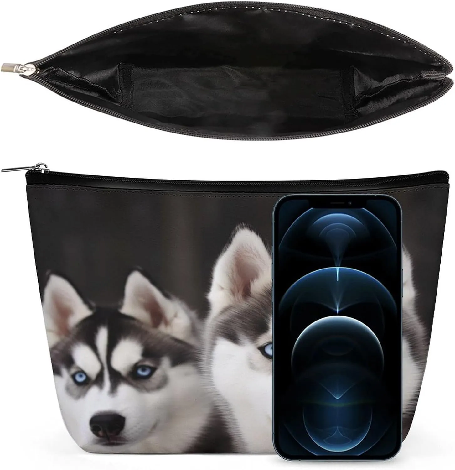 Makeup Bag Portable Cosmetic Bag Husky Dog Toiletry Bag Makeup Organizer Case Large Capacity Zipper Pouch Travel Toiletry Pouch for Women Men