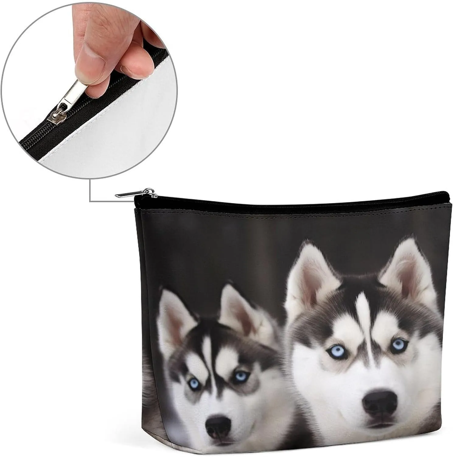 Makeup Bag Portable Cosmetic Bag Husky Dog Toiletry Bag Makeup Organizer Case Large Capacity Zipper Pouch Travel Toiletry Pouch for Women Men