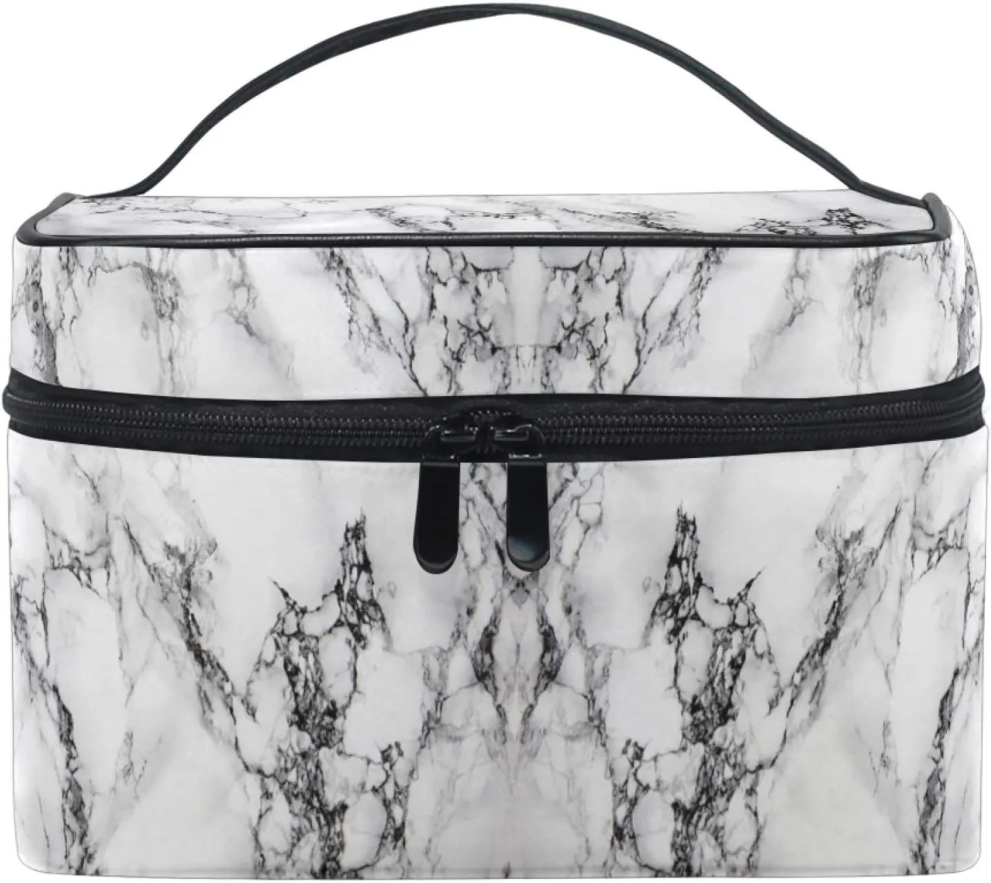 Makeup Bag, White Marble Travel Makeup Organizer Bag Cosmetic Cases Toiletry Bags for Girl Women Ladies
