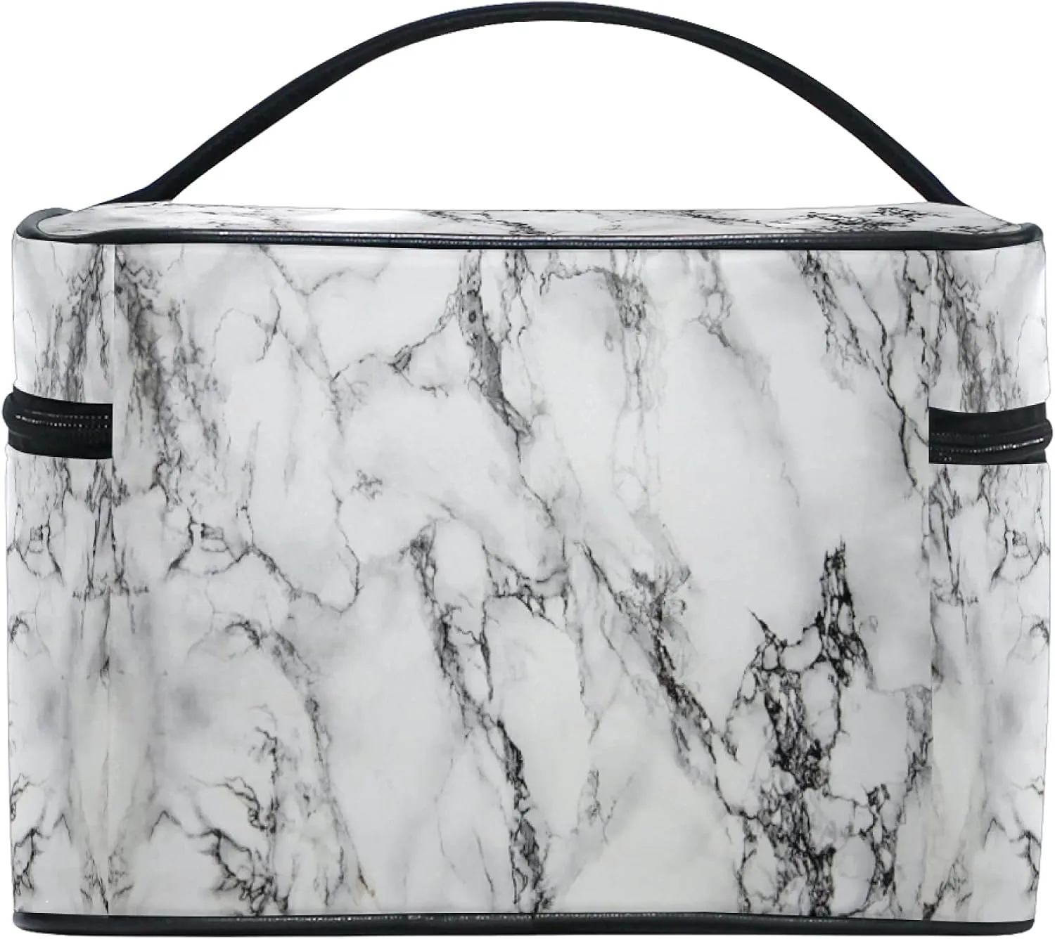 Makeup Bag, White Marble Travel Makeup Organizer Bag Cosmetic Cases Toiletry Bags for Girl Women Ladies