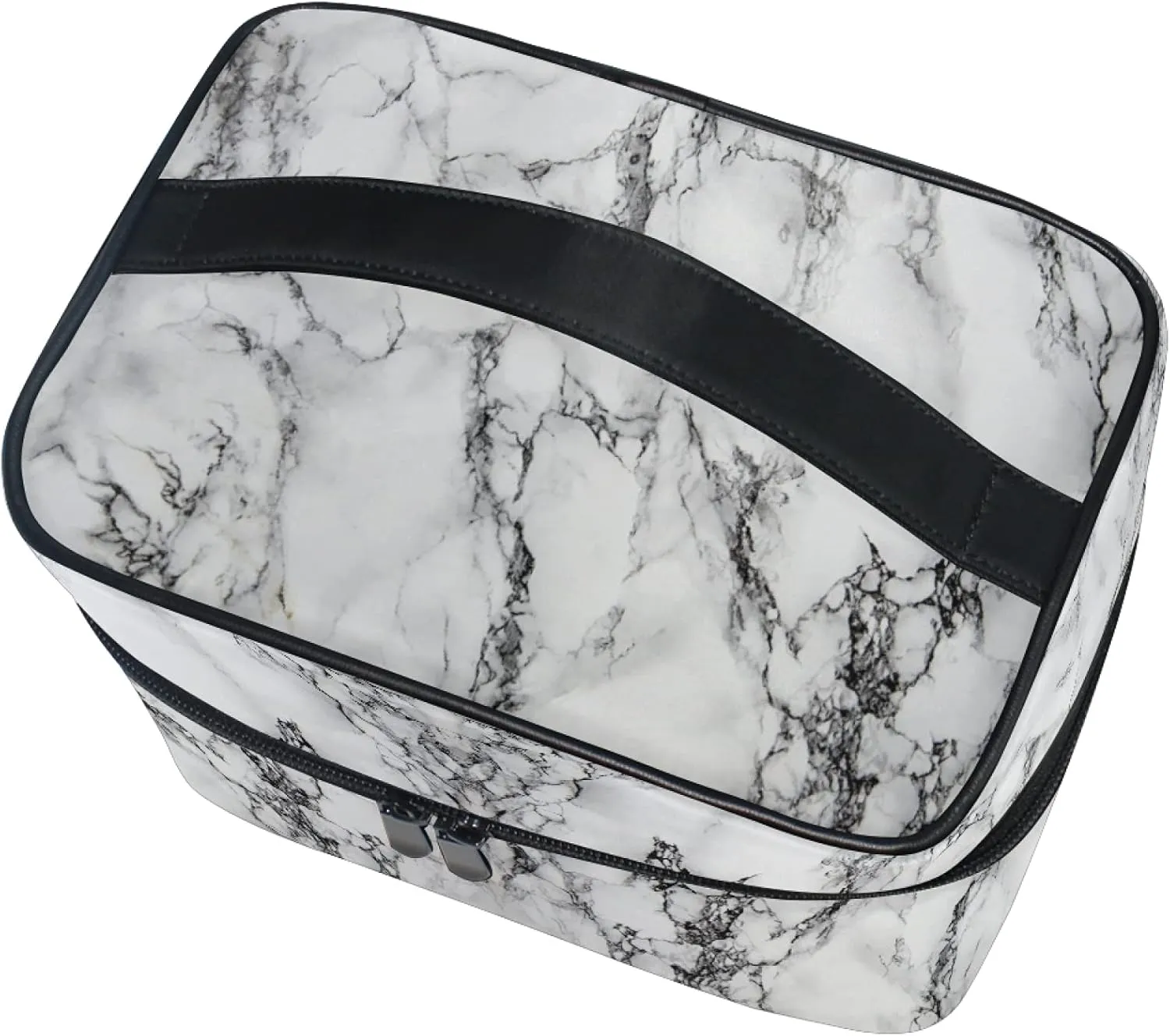 Makeup Bag, White Marble Travel Makeup Organizer Bag Cosmetic Cases Toiletry Bags for Girl Women Ladies