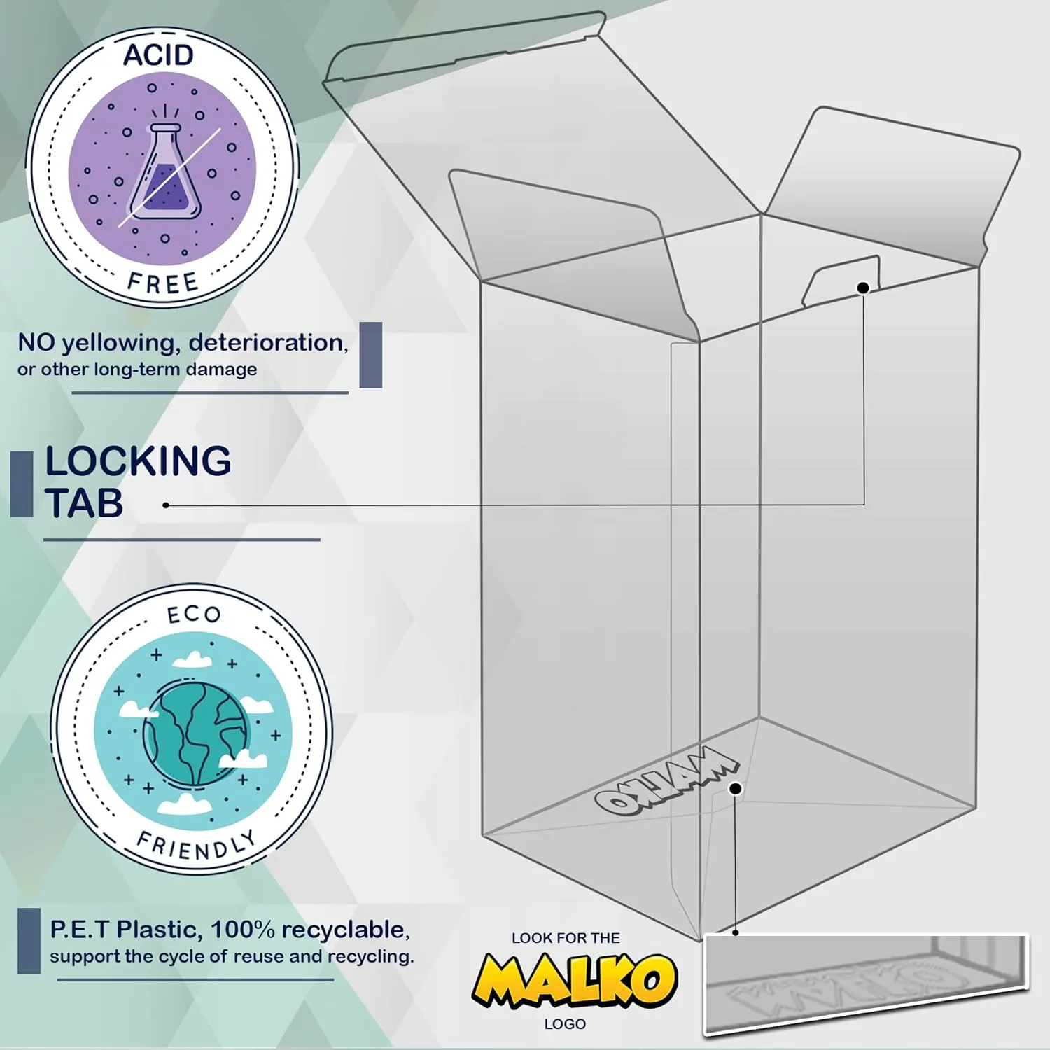 MALKO 10 Inch Jumbo Funko Pop Protector | Figure NOT Included | Compatible with Vertical 10" Vinyl Figures | 2 Pack
