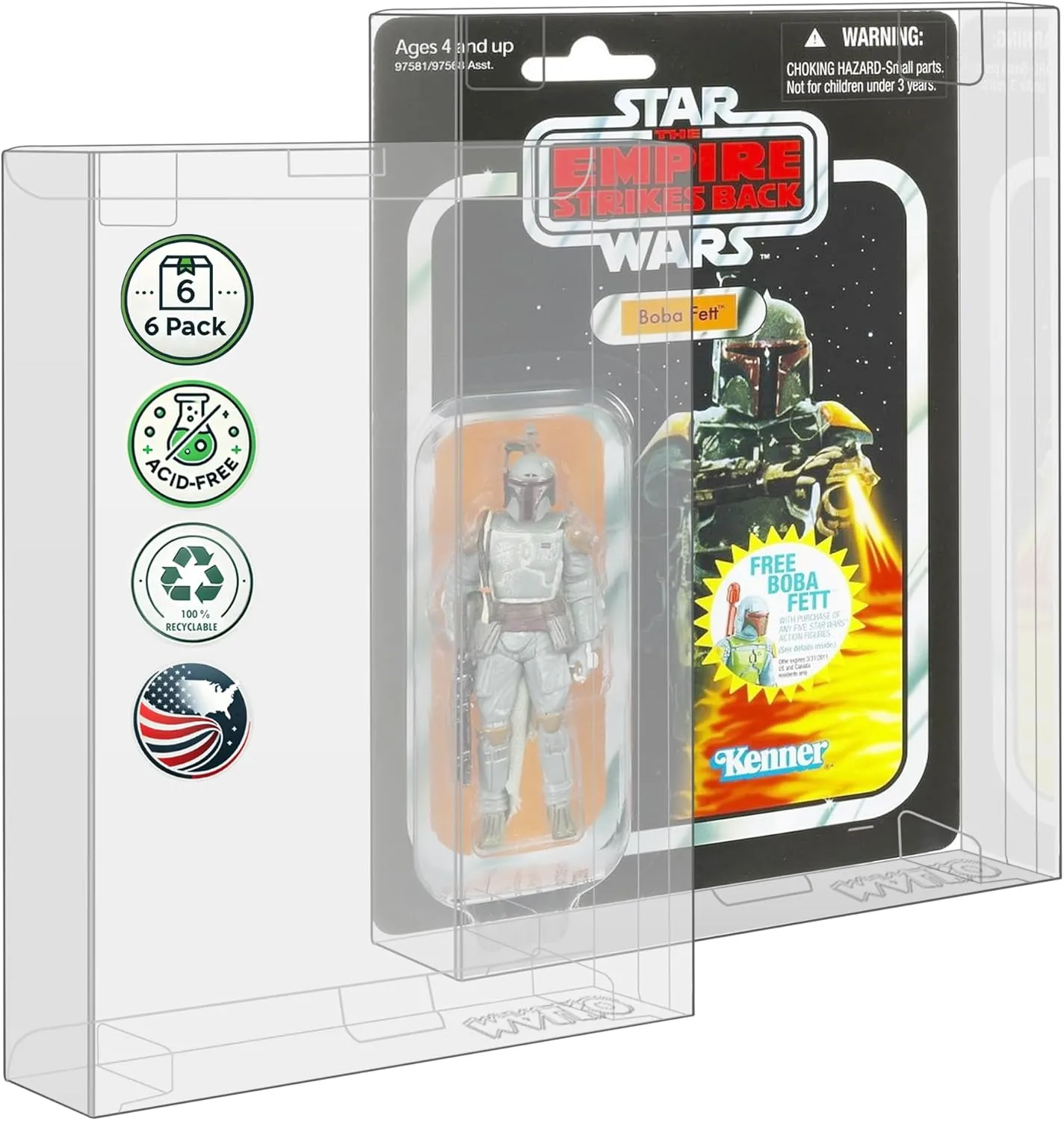 MALKO 6 Pack Protector Display Case for Carded 3.75 Inch Action Figures | Compatible with: Star Wars | Marvel | G.I Joe | 0.5 MM Thick Plastic