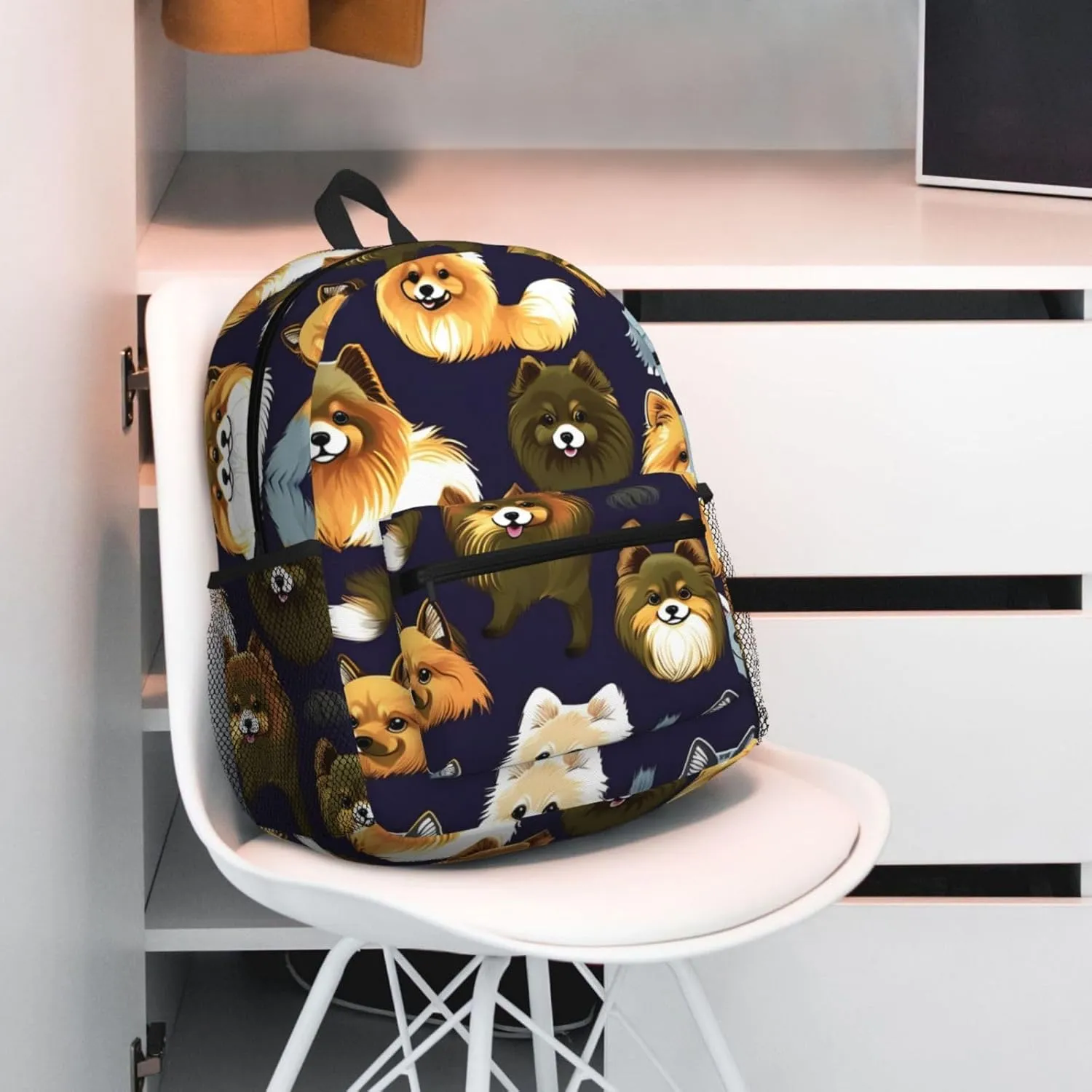 Many Pomeranians Pattern Print Comfortable Backpack,Your Essential Casual Travel Bag For Outdoor Adventures