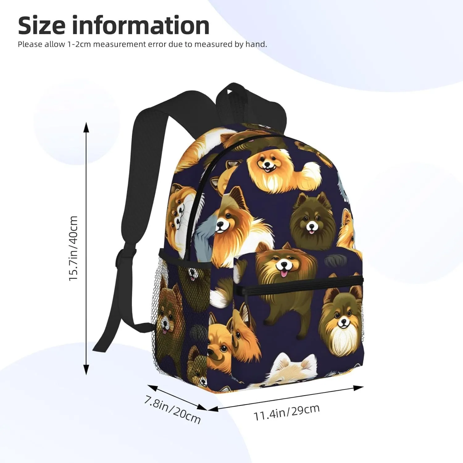 Many Pomeranians Pattern Print Comfortable Backpack,Your Essential Casual Travel Bag For Outdoor Adventures