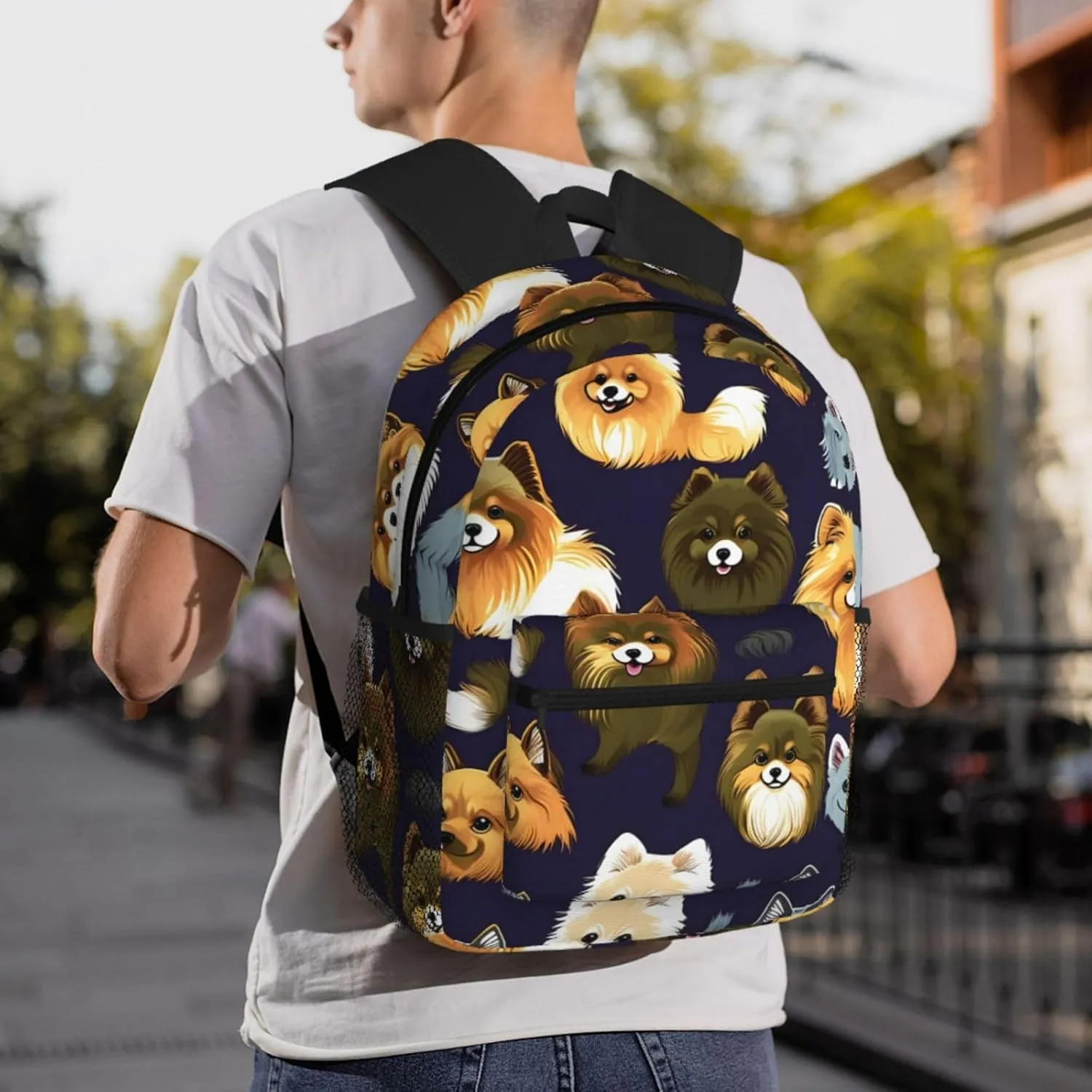 Many Pomeranians Pattern Print Comfortable Backpack,Your Essential Casual Travel Bag For Outdoor Adventures
