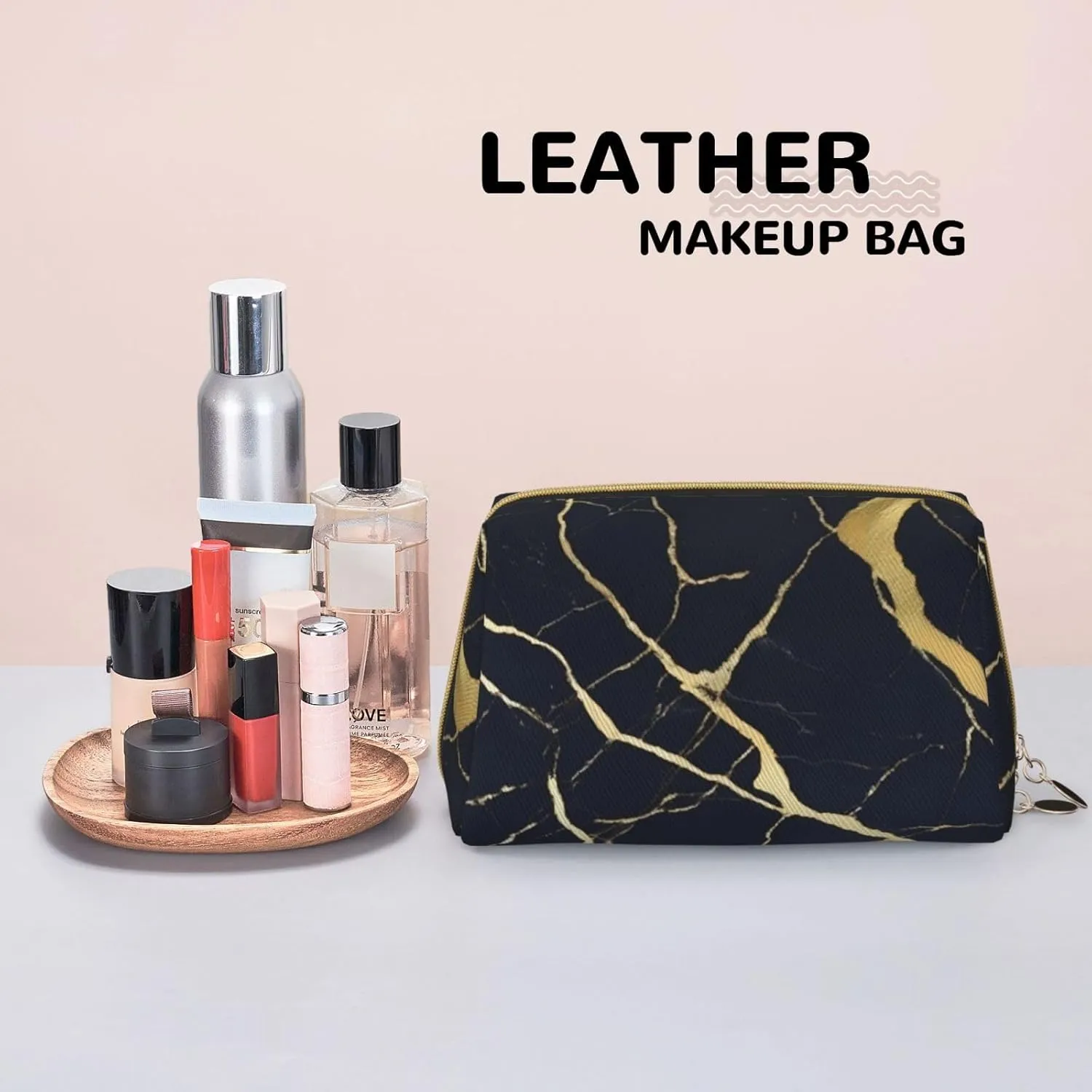 Marble Toiletry Pouch, Travel-Friendly Makeup Organizer For Makeup Brushes, Lipsticks
