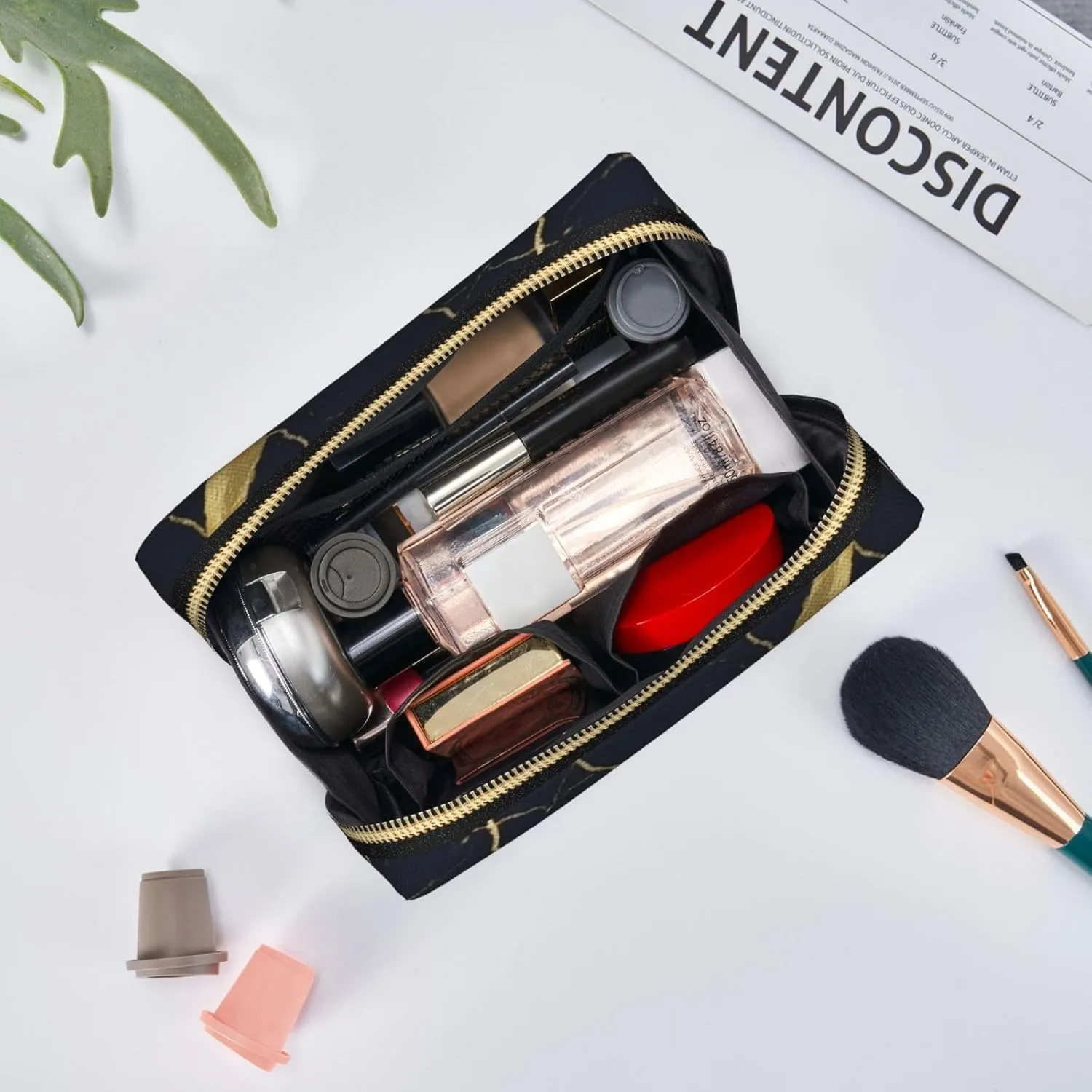 Marble Toiletry Pouch, Travel-Friendly Makeup Organizer For Makeup Brushes, Lipsticks