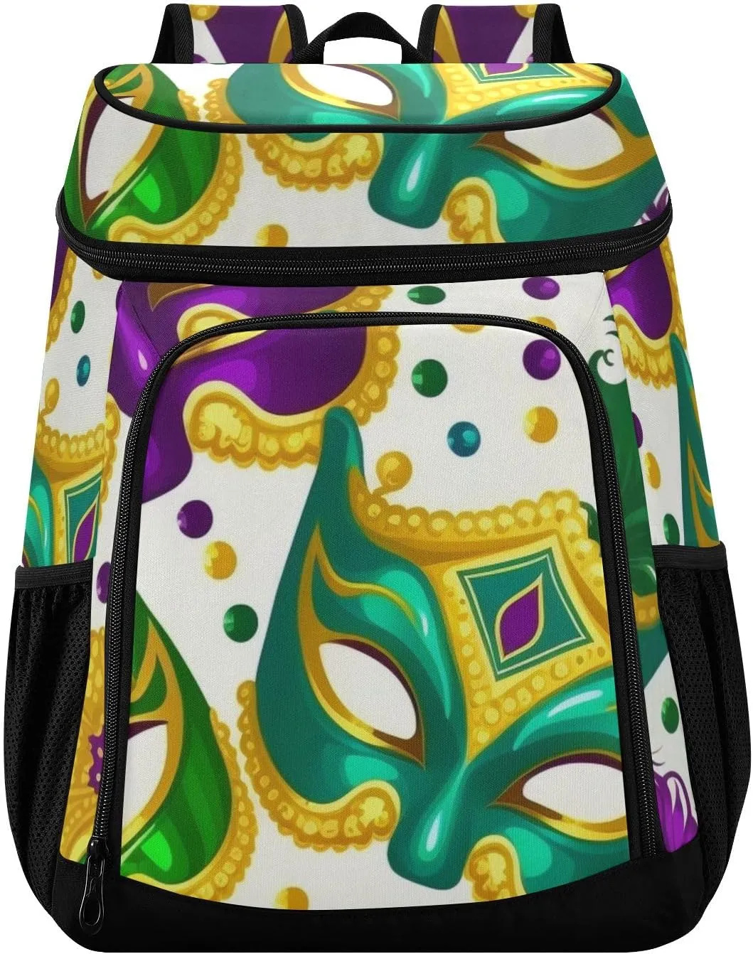 Mardi Gras Pattern 36 Cans Cooler and Backpack Lightweight Beach Cooler Backpack Lunch Box for Men