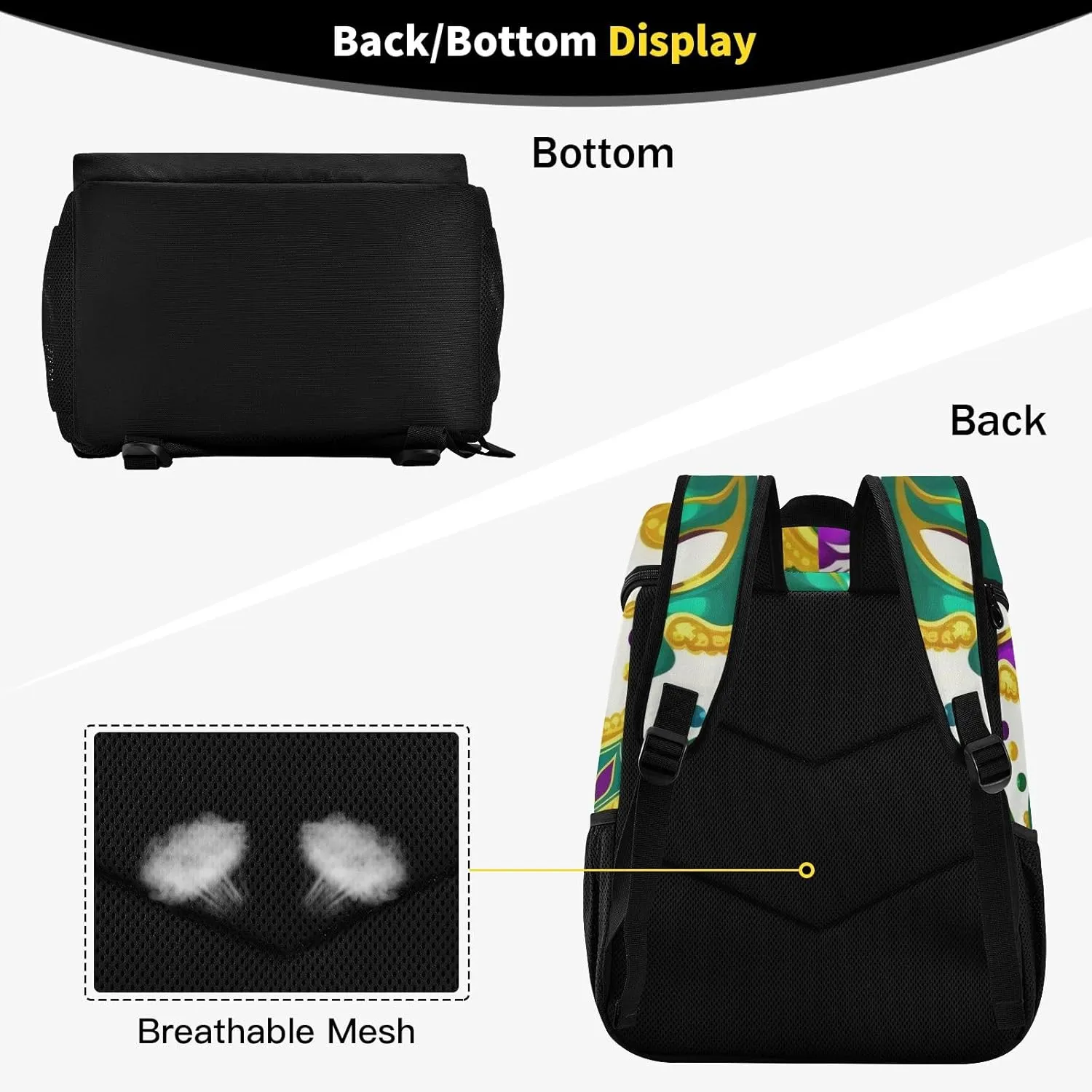 Mardi Gras Pattern 36 Cans Cooler and Backpack Lightweight Beach Cooler Backpack Lunch Box for Men