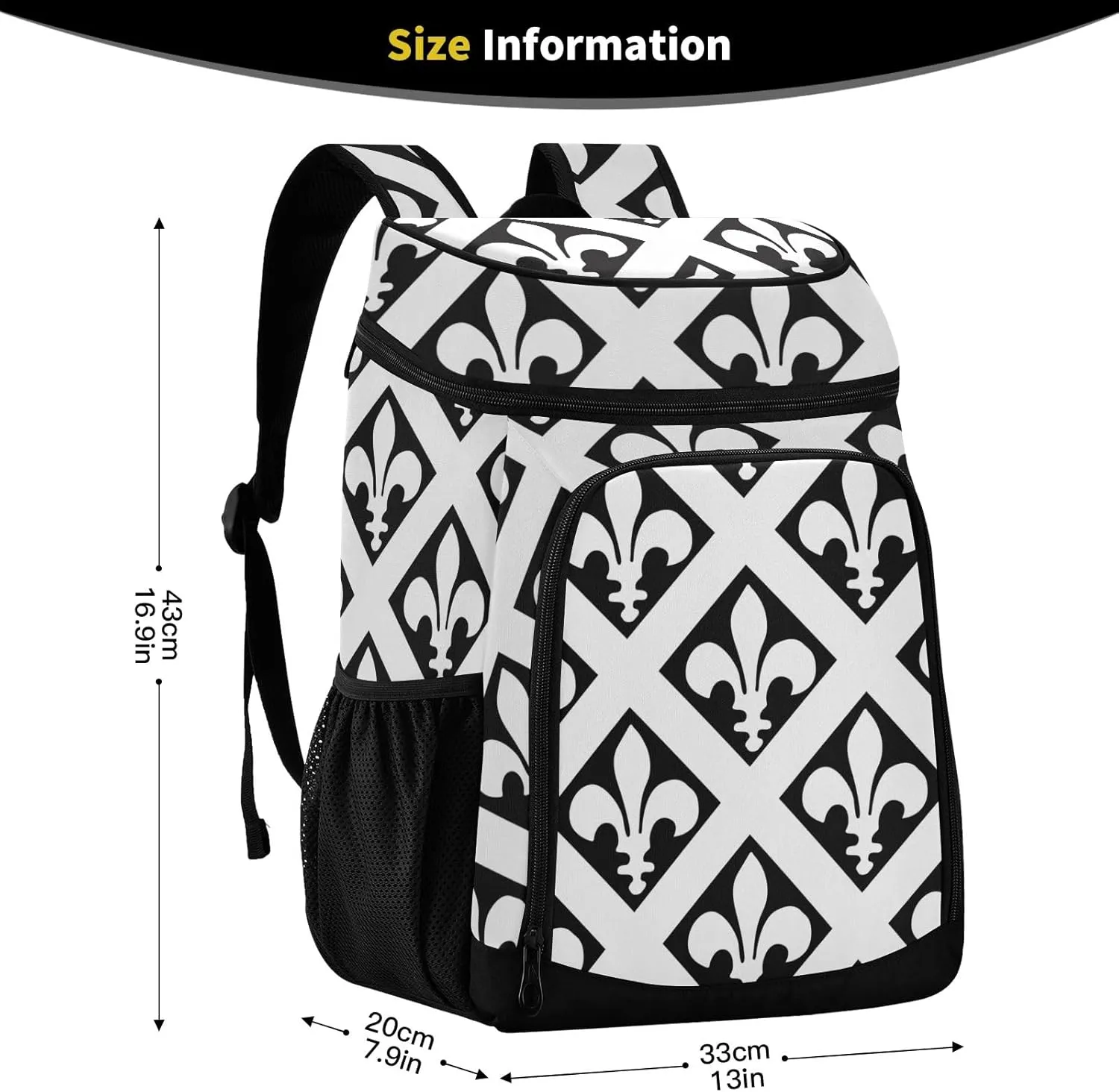 Mardi Gras Purple Fleur De Lis 36 Cans Beach Bag Cooler Lightweight Cooler for Camping Work Lunch Backpack for Men