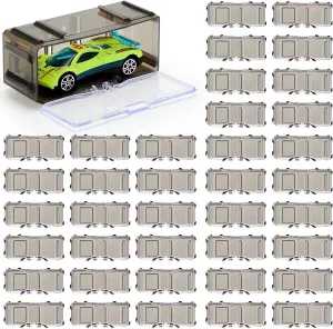 Marsui 100 Pcs 1/64 Scale Toy Cars Organizer Storage Case Clear Individual Toy Car Display Case1.4 x 1.4 x 3.5 Inches