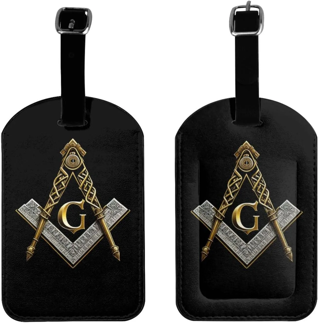 Master Mason Masonic Leather Luggage Tag, Cute Personalized Privacy Protection Travel Bag Labels Suitcase Tags