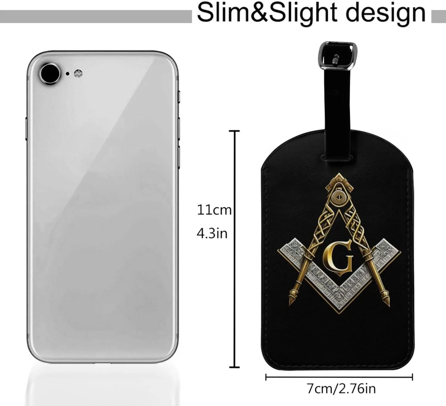Master Mason Masonic Leather Luggage Tag, Cute Personalized Privacy Protection Travel Bag Labels Suitcase Tags