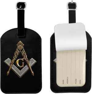Master Mason Masonic Leather Luggage Tag, Cute Personalized Privacy Protection Travel Bag Labels Suitcase Tags