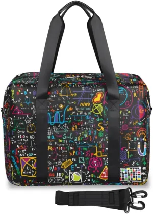 Mathematics Formula Elements Weekender Bag, Waterproof Travel Duffel Bags, Overnight Bags for Women, Duffel Bag with Trolley Sleeve, For Men Travel Business Gym Gift