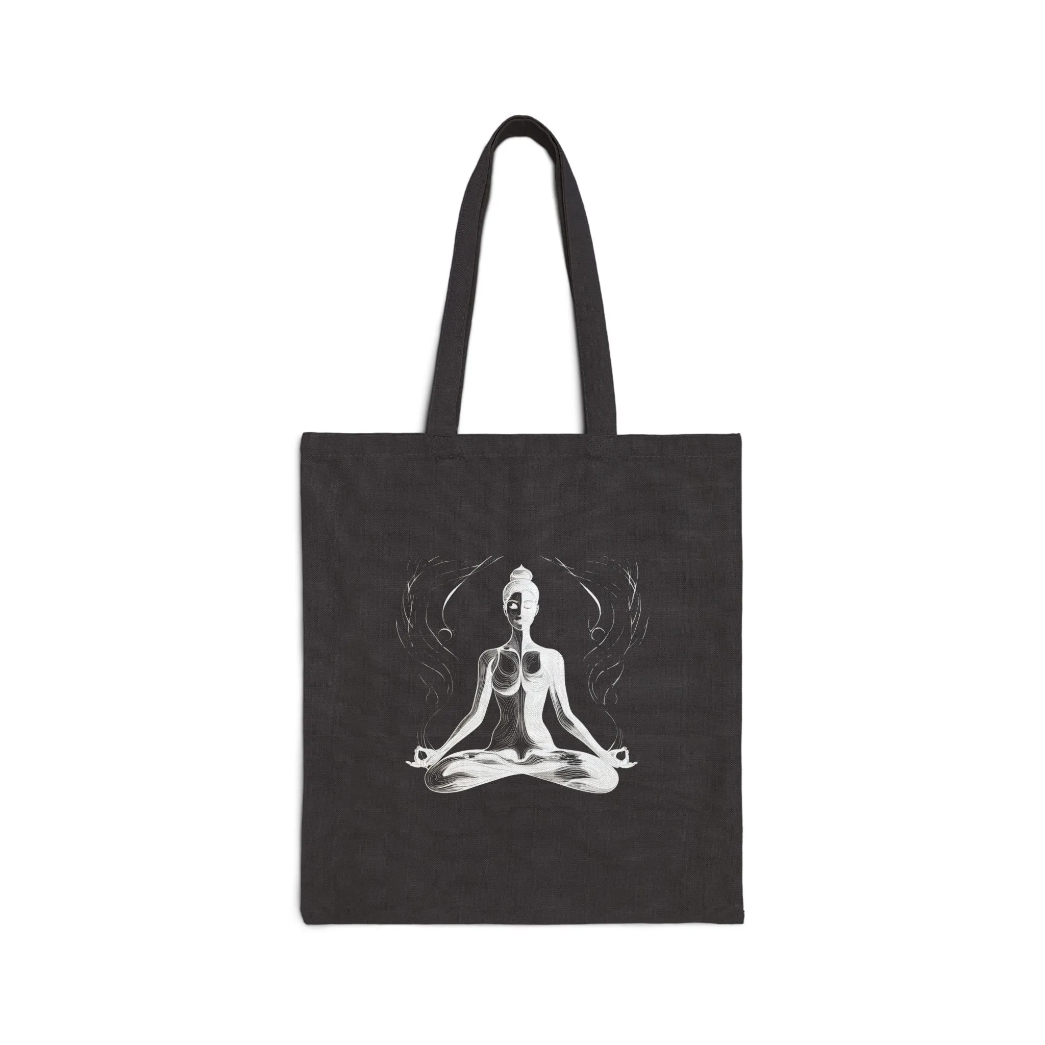Meditation Pose Cotton Canvas Tote Bag for Mindfulness Lovers