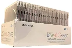 Memorex 10.4mm Standard Black CD Jewel Cases - 25 Pack