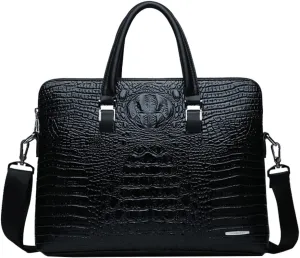 Men's Handbag PU Leather Crocodile Pattern Briefcase Messenger Bag Attache Case