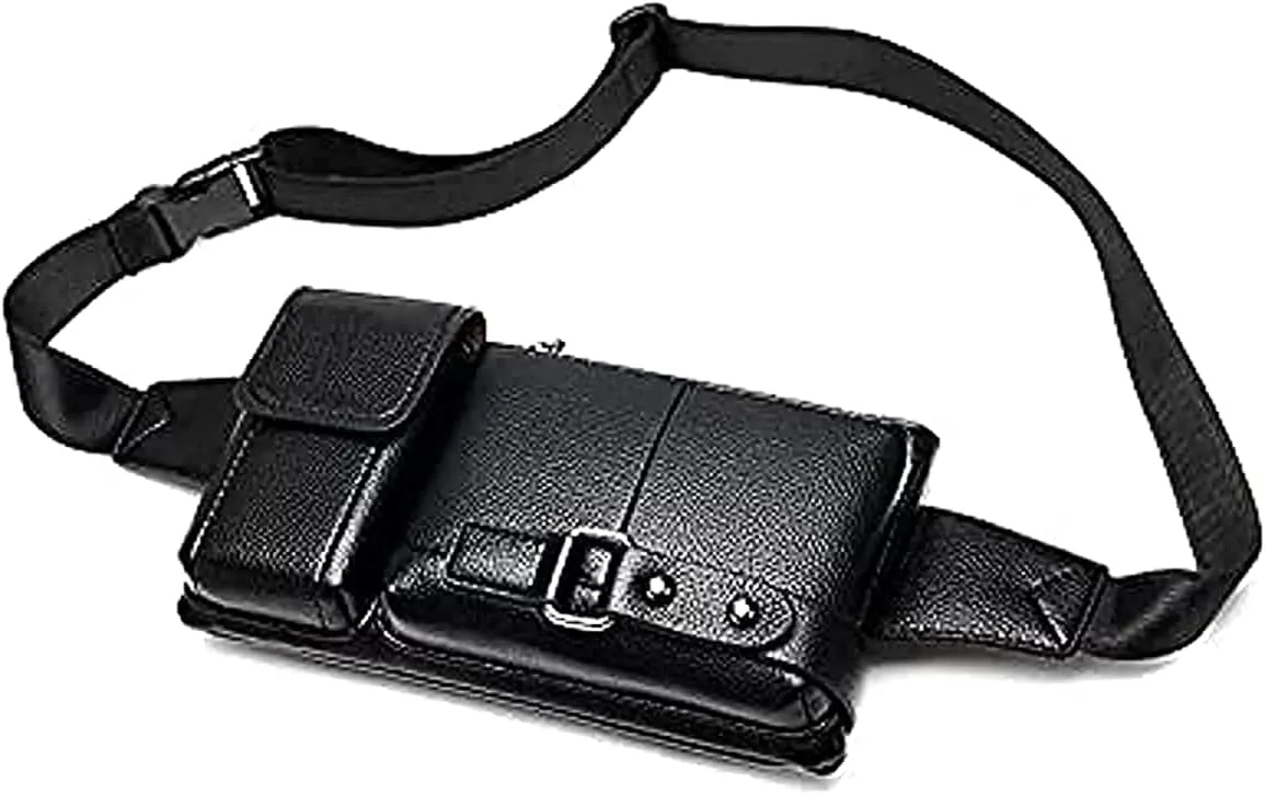 Men's Leather Sling Bag,Chest Shoulder Backpack, Water waterproof Crossbody Bag