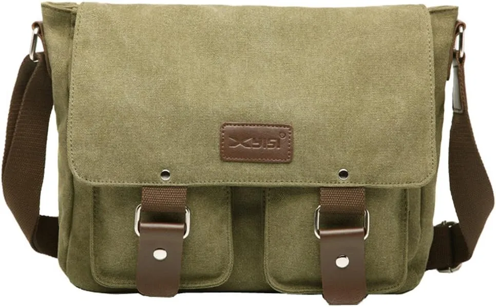 Men's Messenger Bag Vintage Canvas Satchel Bag Military Shoulder Laptop Bags Bookbag Working Bag for Men