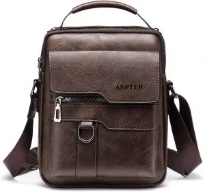 Messenger Bag for Men Crossbody Shoulder Purse Small Vintage PU Leather Satchel Pouch Side Crossover Handbag