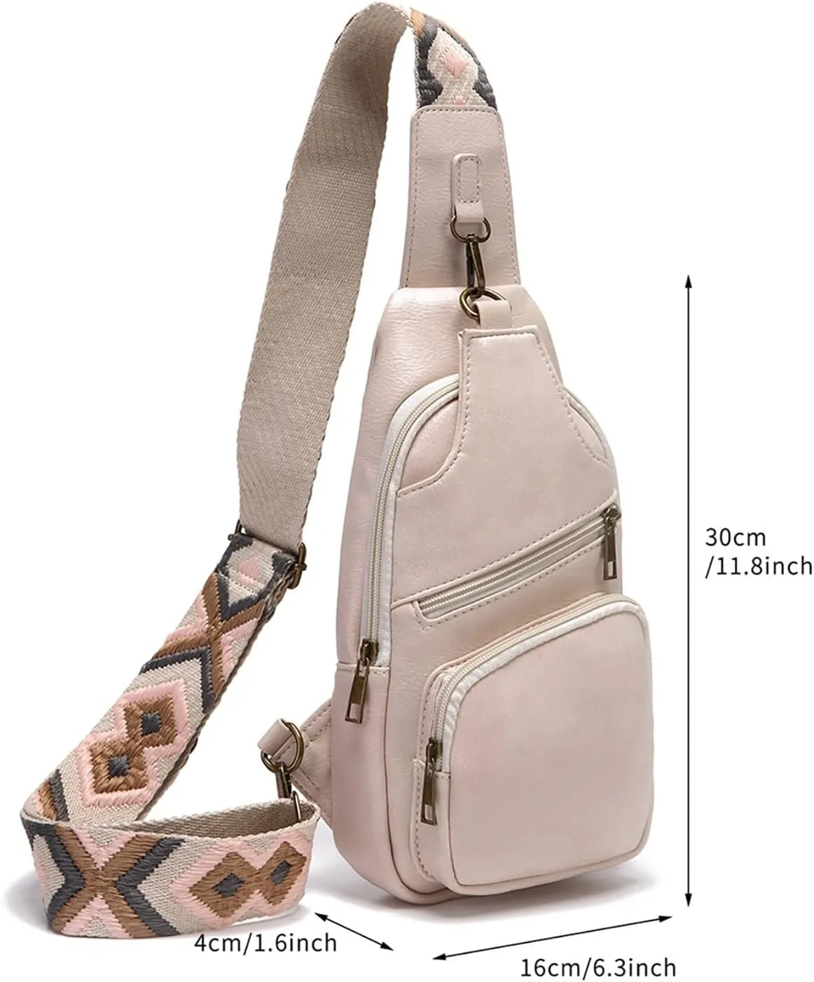 Messenger Briefcase Women Versatile Solid Color PU Ethnic Woven Strap Crossbody Bag Chest Bag