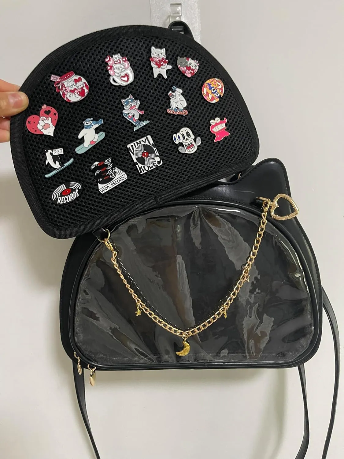 Messenger Shoulder Bags for Anime Display. Clear handbags Pin Display Bag.