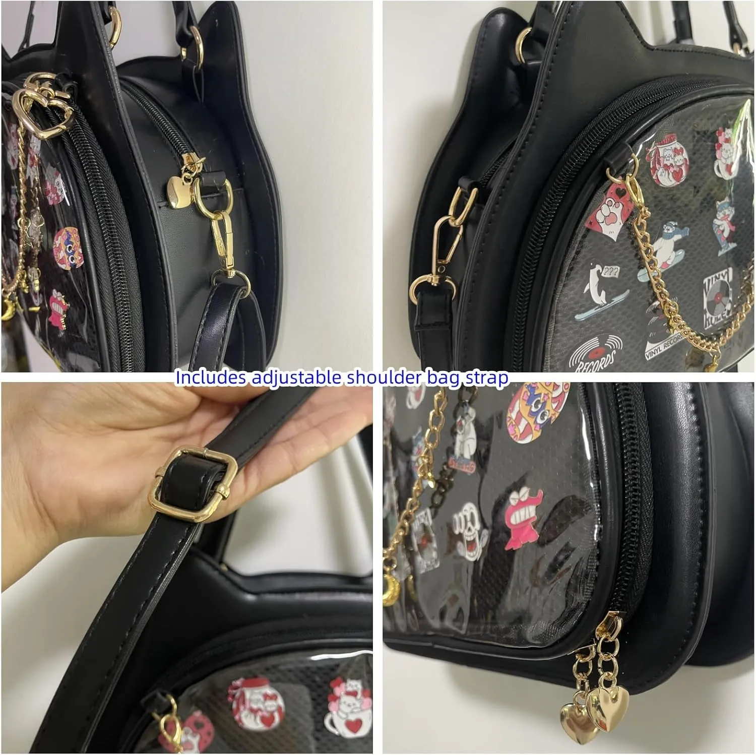 Messenger Shoulder Bags for Anime Display. Clear handbags Pin Display Bag.