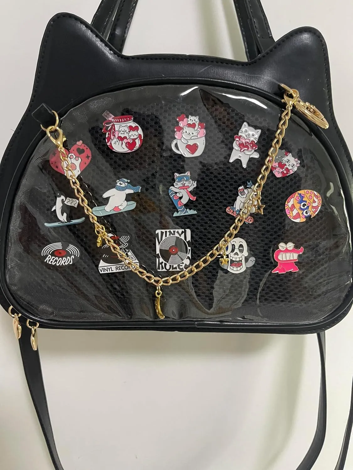 Messenger Shoulder Bags for Anime Display. Clear handbags Pin Display Bag.